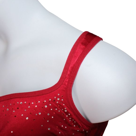 Cacique 44H Red Rhinestone Embellishment Full Coverage, Underwire Padded Cup Bra - Picture 5 of 8